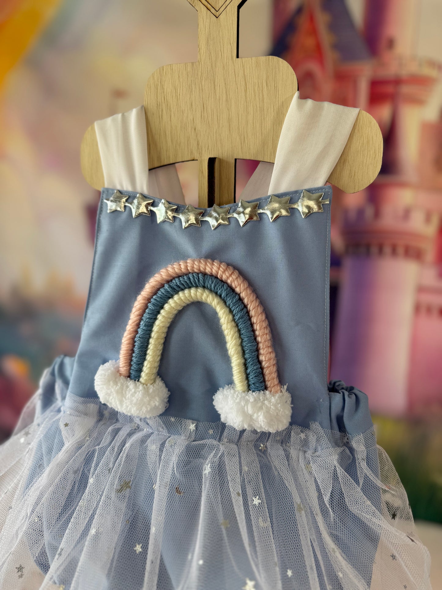 Fairycore Blue Rainbow Tulle Romper Dress for Baby Girls | Boutique Birthday & Cake Smash Outfit